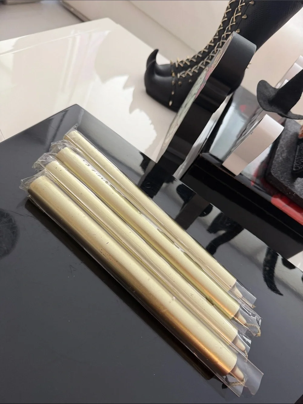 Set of 4 Gold Taper Candles